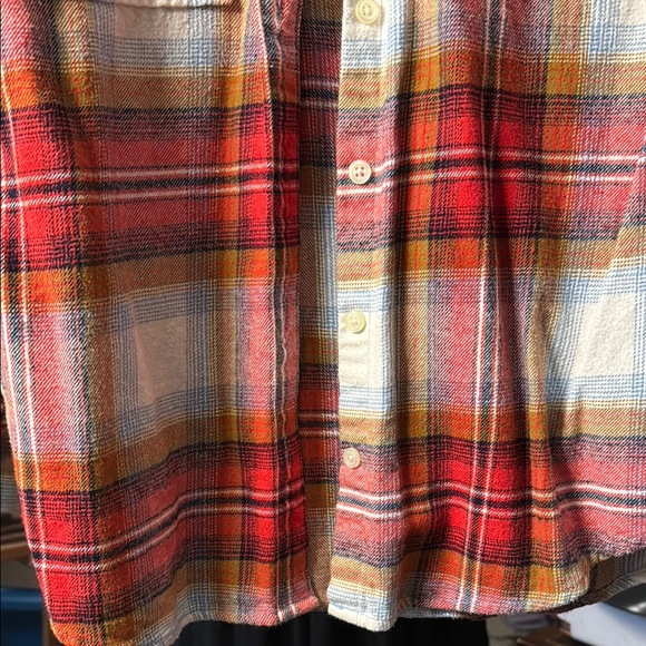 Old Navy Flannel Tartan Plaid Long Sleeve Button Up Shirt 100% Cotton - Picture 5 of 5